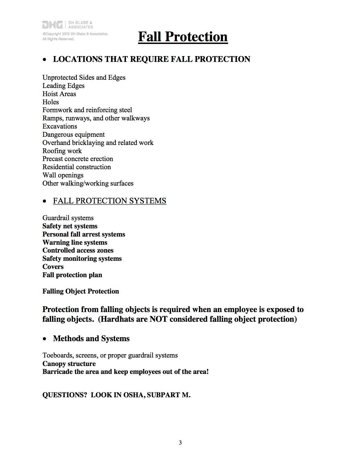 Sample Scaffold Erector Fall Protection Plan | DH Glabe & Associates