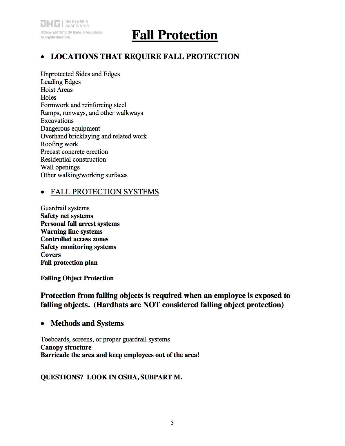 Sample Scaffold Erector Fall Protection Plan DH Glabe & Associates
